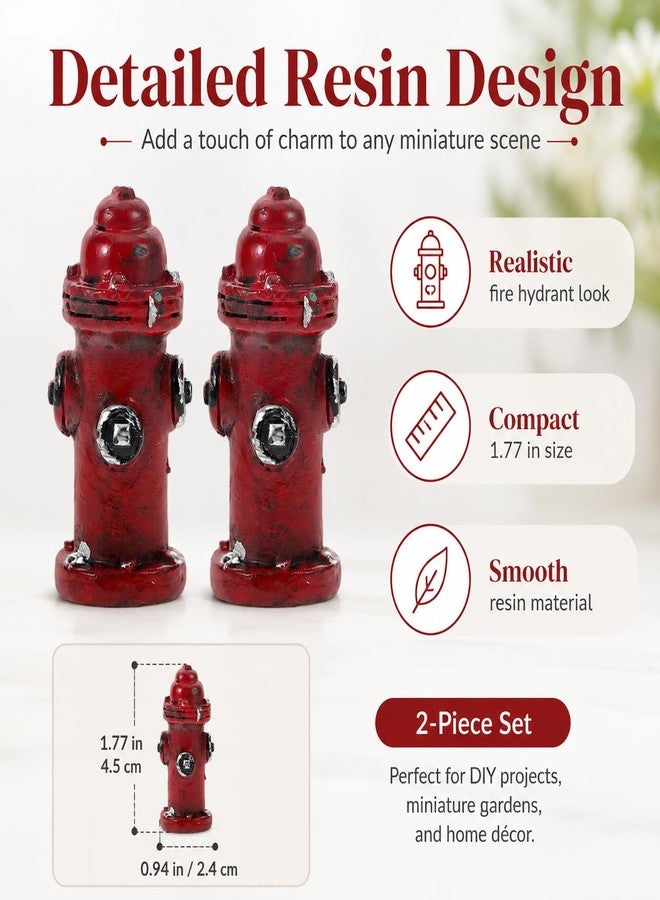 Garneck 2 Pcs Mini Fire Hydrant: Tiny Resin Fire Extinguisher Model for Dollhouse Decor - Firefighter Theme Cake Topper Photography Prop Fairy Garden Micro Landscape Ornament - Image 4
