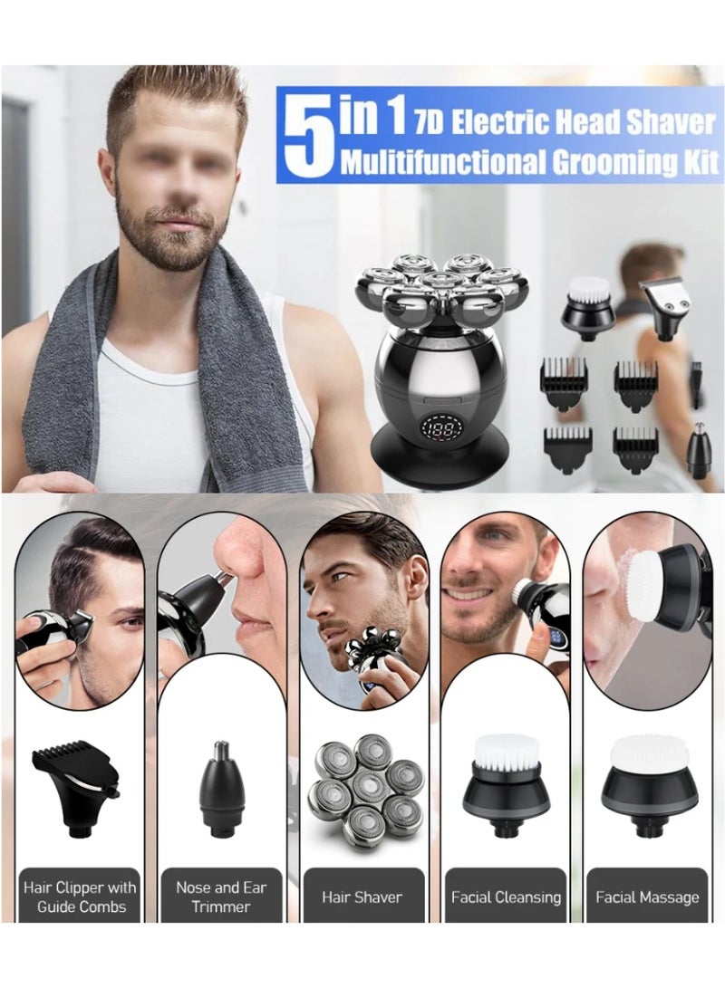 Electric Shaver 7D Floating Cutter Head Base Charging Portable Men Beard Trimmer Clipper bald Shaver Waterproof Shaving - Image 2