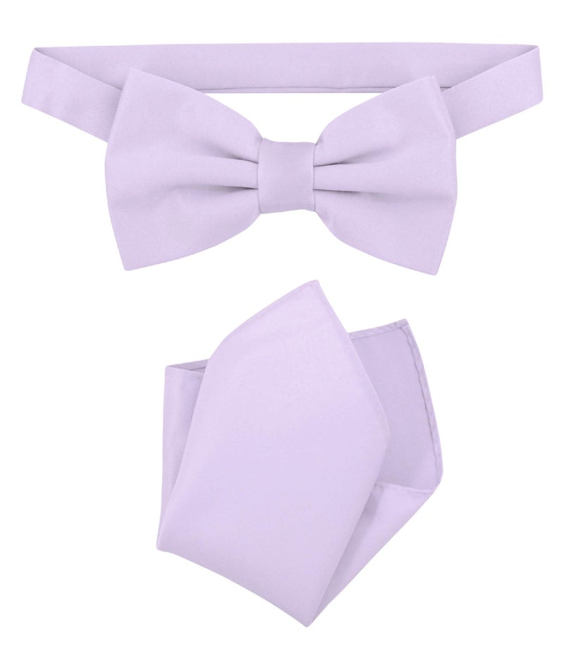 Vesuvio Napoli BowTie Solid Lavender Purple Color Mens Bow Tie & Handkerchief - Image 1