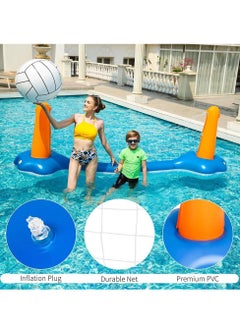 Cool Baby 4 Pieces Inflatable Volleyball Net & Basketball Hoops Pool Float Set with Inflatable Volleyball and Basketball Summer Pool Toys for Adults Family Pool Game  - Image 3