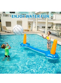Cool Baby 4 Pieces Inflatable Volleyball Net & Basketball Hoops Pool Float Set with Inflatable Volleyball and Basketball Summer Pool Toys for Adults Family Pool Game  - Image 4