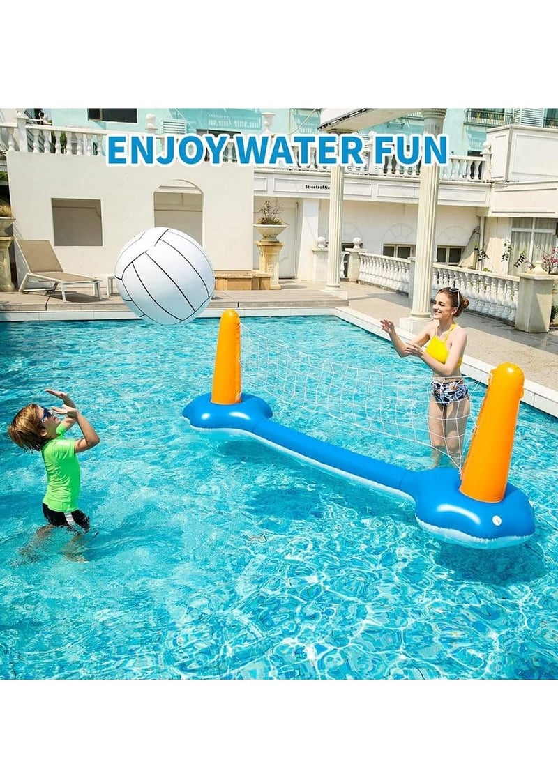 Cool Baby - 4 Pieces Inflatable Volleyball Net & Basketball Hoops Pool Float Set with Inflatable Volleyball and Basketball Summer Pool Toys for Adults Family Pool Game - Image 1
