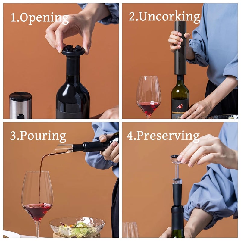PEIPU Electric Wine Bottle Opener, Easy to Use, Perfect for Home, Restaurants & Travel, Wine Lovers & Host (Black) - Image 2