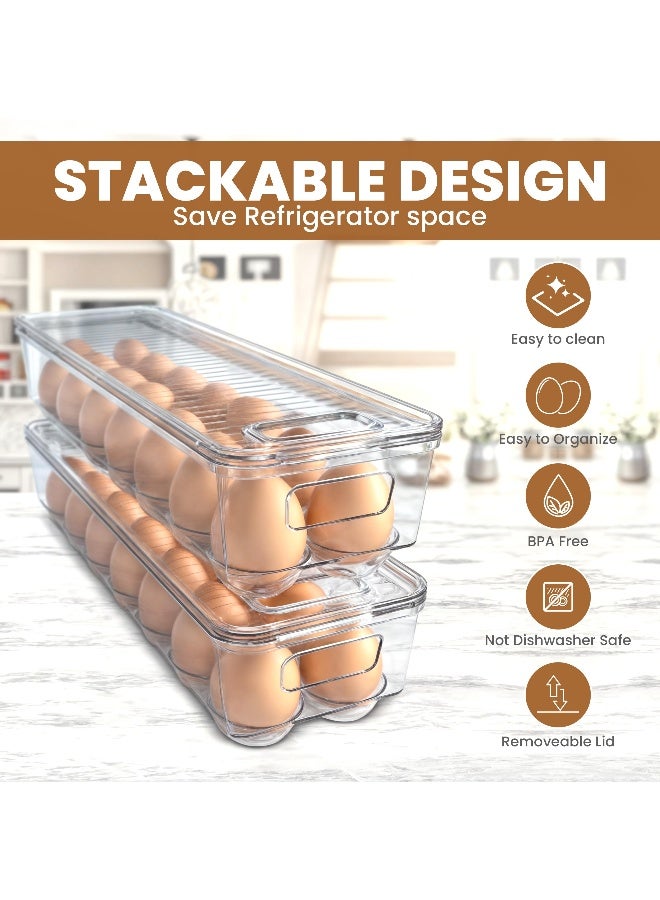 Utopia Home Utopia Home Egg Container With Lid and Handle for Refrigerator Organization Pack of 2  Clear Stackable Egg Holder for Kitchen or Pantry Organizers and Storage  - Image 4