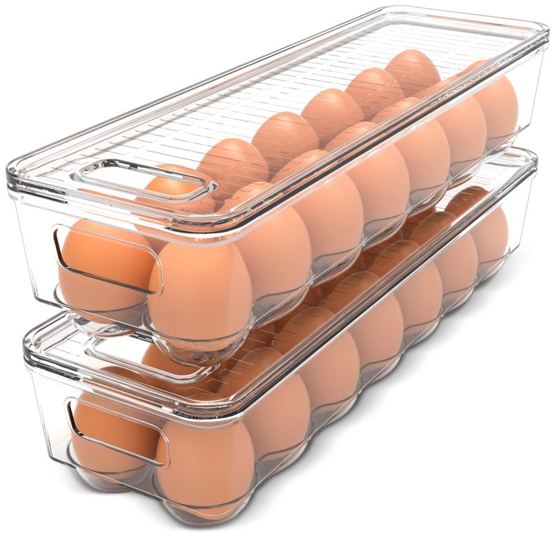 Utopia Home Utopia Home Egg Container With Lid and Handle for Refrigerator Organization Pack of 2  Clear Stackable Egg Holder for Kitchen or Pantry Organizers and Storage  - Image 1