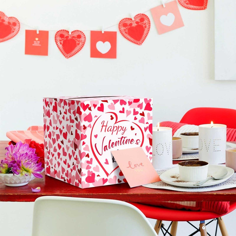 Lemicin Large Card Box Valentine's Day Pink Love Boxes Envelope Box with Slot for Valentine's Day Lover Birthday Gift Present Party Party Favors Decor Party Supplies (8 x8 x8 in) - Image 2