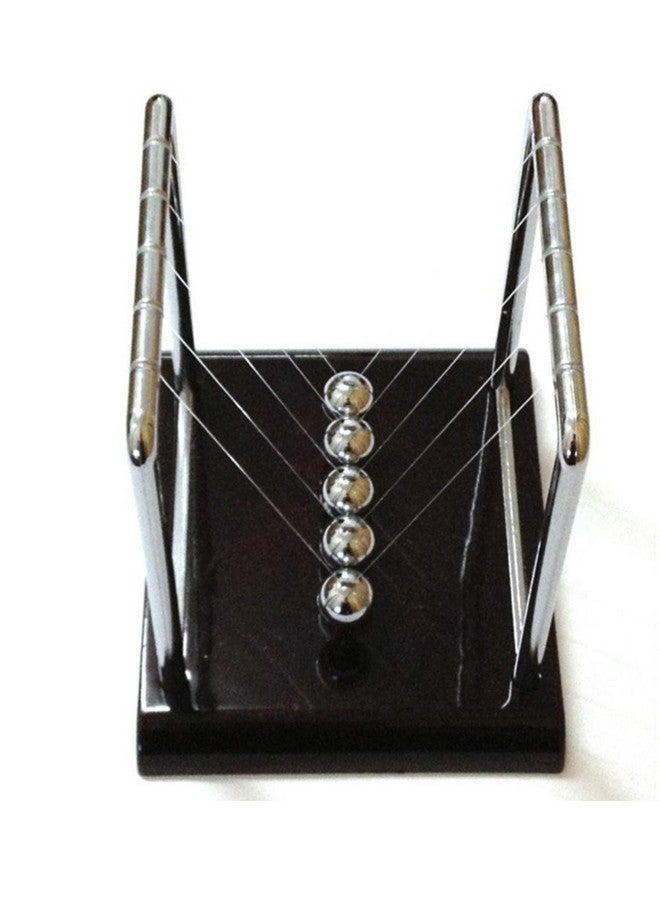 Premsons مهد نيوتن - لعبة حركة دائمة معدنية وديكور تمثال كرة توازن متأرجحة مع قاعدة بلاستيكية مصقولة وخيوط نايلون لمكتب المكتب (أسود) - Image 2