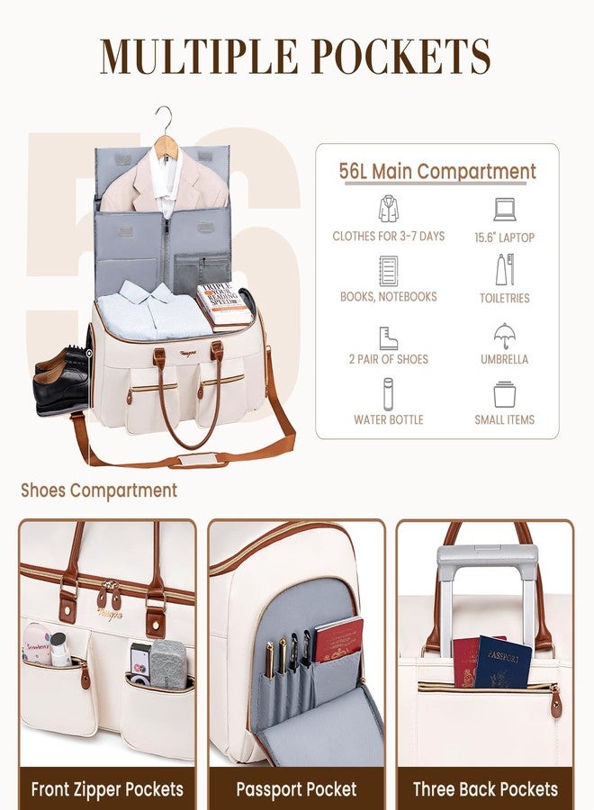 Vessgra Convertible Garment Bag for Travel, PU Leather Carry On Garment Duffle Bag for Men Women, 2 in 1 Suit Travel Bags for Hanging Clothes with Shoe Compartment - Image 4