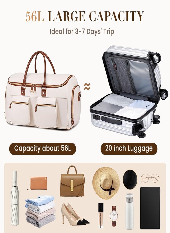 Vessgra Convertible Garment Bag for Travel, PU Leather Carry On Garment Duffle Bag for Men Women, 2 in 1 Suit Travel Bags for Hanging Clothes with Shoe Compartment - Image 3