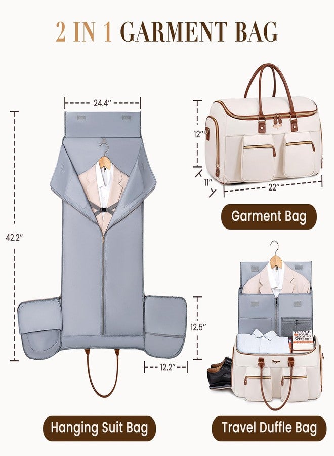 Vessgra Convertible Garment Bag for Travel, PU Leather Carry On Garment Duffle Bag for Men Women, 2 in 1 Suit Travel Bags for Hanging Clothes with Shoe Compartment - Image 2