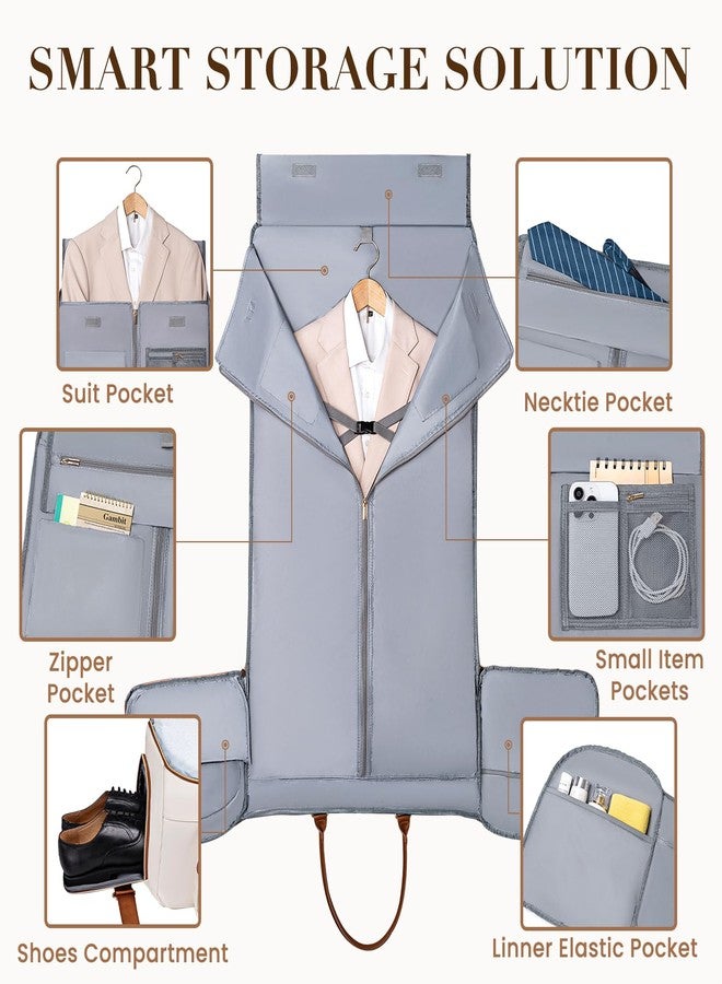 Vessgra Convertible Garment Bag for Travel, PU Leather Carry On Garment Duffle Bag for Men Women, 2 in 1 Suit Travel Bags for Hanging Clothes with Shoe Compartment - Image 5