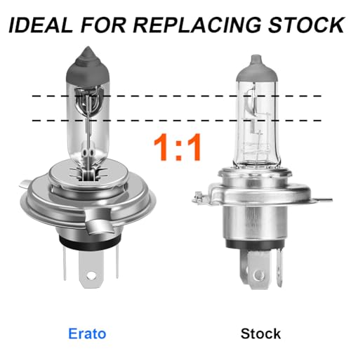 ERATO مصباح هالوجين إيراتو H4/9003/HB2 12V 55W/60W لاضاءة الضباب 4300K أبيض دافئ بديل لمصباح P43T (عبوتين) - Image 4