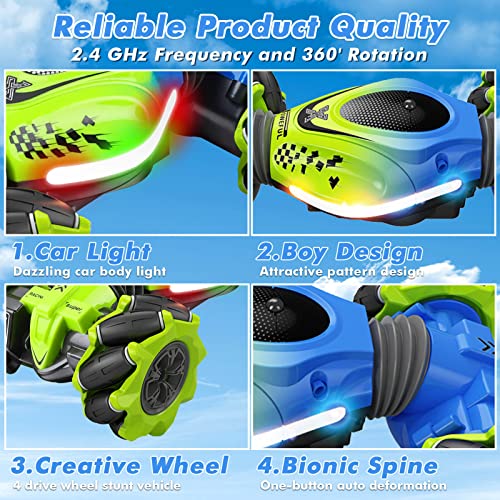 Fosgoit Gesture RC Car, 2.4GHz 4WD Gesture Sensing RC Stunt Car Toys for 6-12 Years Old Boys Girls, Hand Controlled Remote Drift Twist Offroad 360° Rotation with Lights Music for Birthday Gifts - Image 2