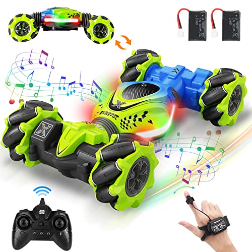 Fosgoit Gesture RC Car, 2.4GHz 4WD Gesture Sensing RC Stunt Car Toys for 6-12 Years Old Boys Girls, Hand Controlled Remote Drift Twist Offroad 360° Rotation with Lights Music for Birthday Gifts - Image 1