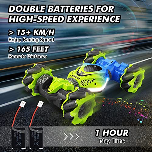 Fosgoit Gesture RC Car, 2.4GHz 4WD Gesture Sensing RC Stunt Car Toys for 6-12 Years Old Boys Girls, Hand Controlled Remote Drift Twist Offroad 360° Rotation with Lights Music for Birthday Gifts - Image 5