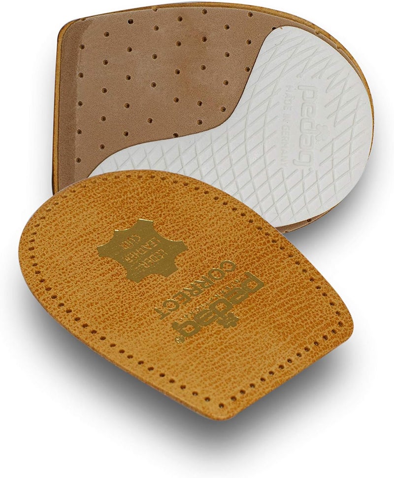 pedag Correct | German Made Medial and Lateral Wedge Heel Straightener Insert | for Pronation and Supination, Knock Knee Pain, Bow Legs | Vegetable Tanned Leather | Small (Women 5 to 7)