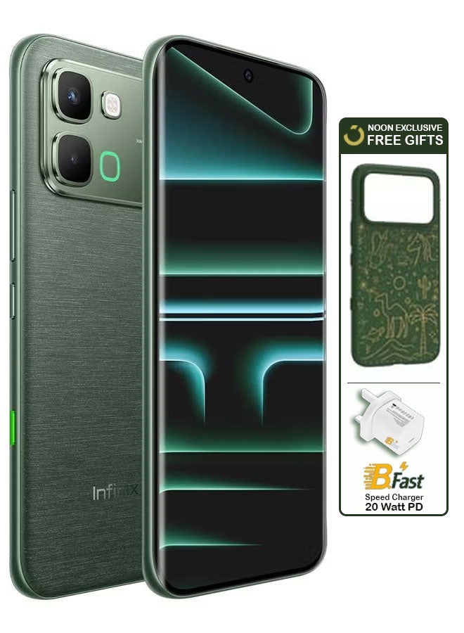 إنفينيكس نوت إيدج ثنائي الشريحة، أخضر حريري، 8 جيجابايت، 256 جيجابايت، دعم 5G - إصدار الشرق الأوسط، مع شاحن B-Fast 20W PD وغطاء - Image 1