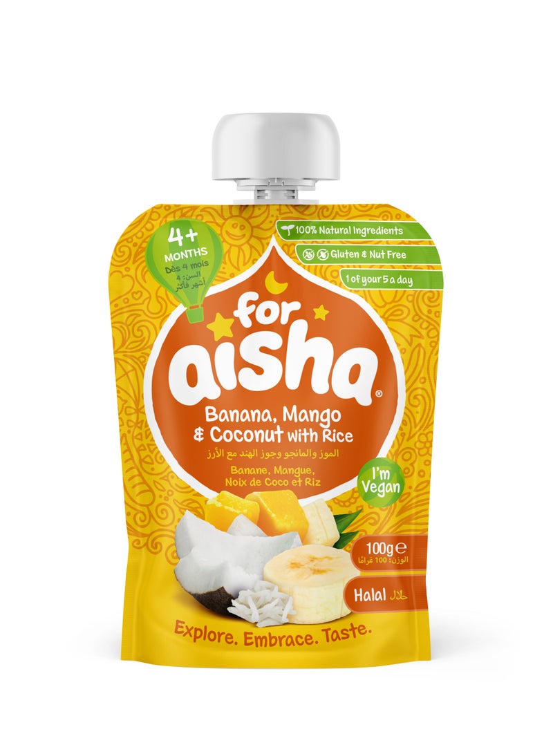 For Aisha Banana Mango And Coconut With Rice Puree 100g - Image 1