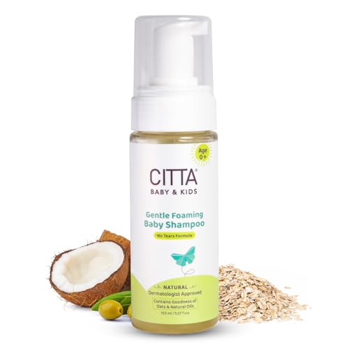 CITTA Natural Gentle Tear-free Foaming Baby Shampoo for new born & Kids with Coconut Oil, Olive Oil and Oats | For delicate scalp | Safe for cradle cap | 150 ml - Image 1