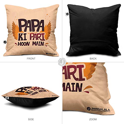 Jhingalala Jhingalala Papa Ki Pari Hoon Main Printed Satin Cushion with Filler Coffee Mug Key Chain Greeting Card Combo Multicolour Medium - Image 3