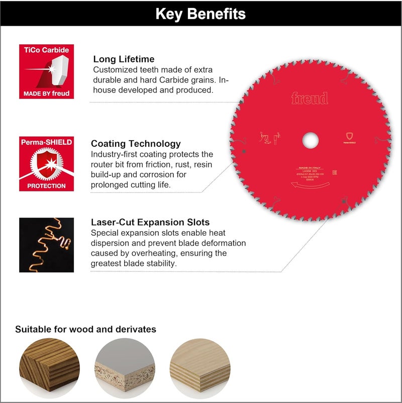freud (مجموعة بوش) F03FS00761 شفرة منشار دائري - خشب - 12 بوصة / 300 مم، عدد الأسنان 60 - Image 4