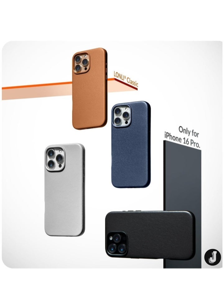 JAJEEK "Classic European Leather Case for iPhone 16 Pro – Brown, Softens Over Time, MagSafe Compatible" - Image 2