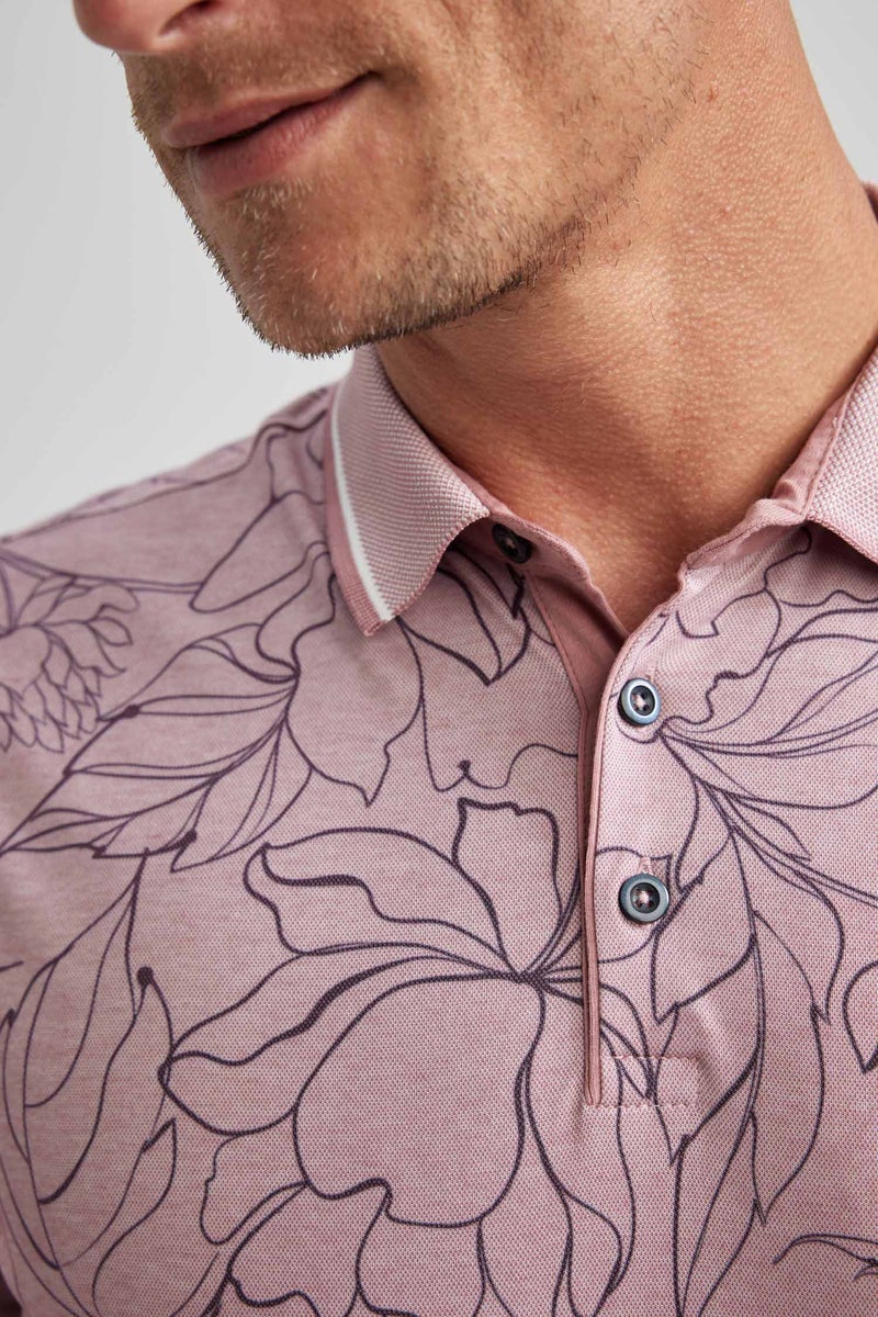 DeFacto Man Slim Fit Floral Short Sleeve Polo T-Shirt - Image 2