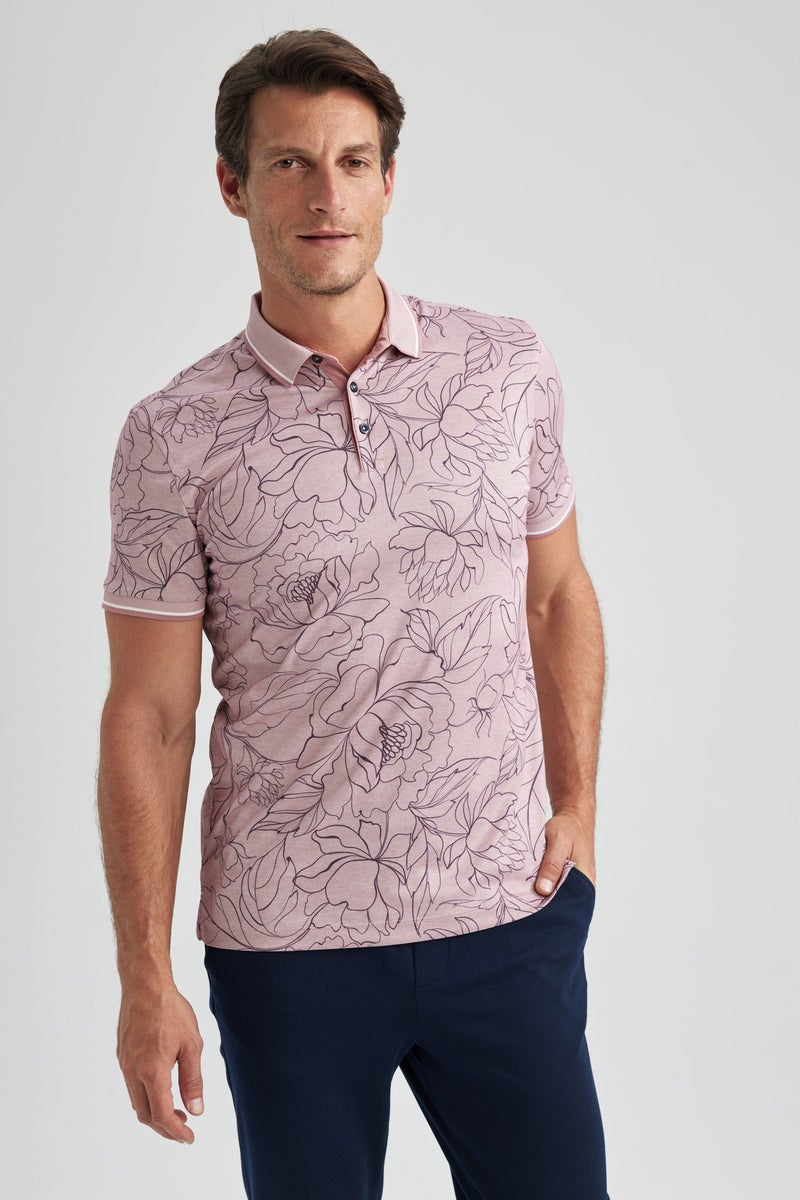 DeFacto Man Slim Fit Floral Short Sleeve Polo T-Shirt - Image 4