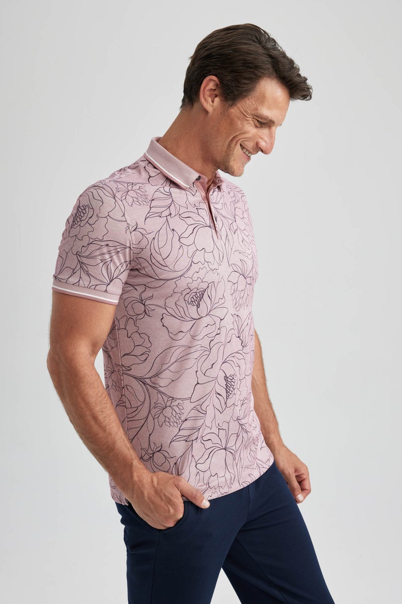 DeFacto Man Slim Fit Floral Short Sleeve Polo T-Shirt - Image 5