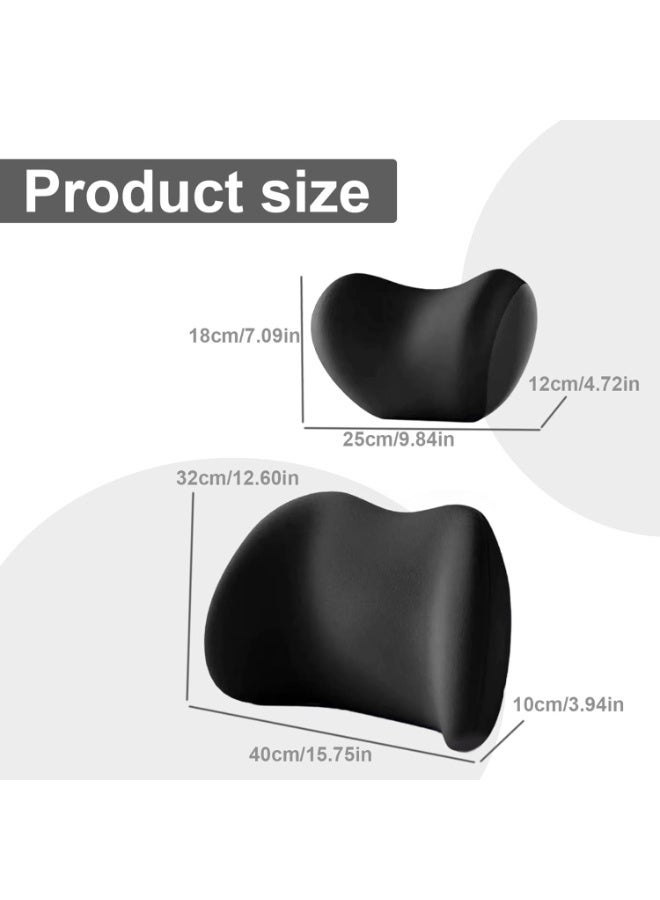 Flushrenic Car Headrest & Lumbar Support Cushion,Car Lumbar Support Pillow and Car Neck Pillow Kit with Adjustable Strap,Ergonomic Car Seat Headrest & Lumbar Cushion for Driving, Rest, Sleep - Image 2