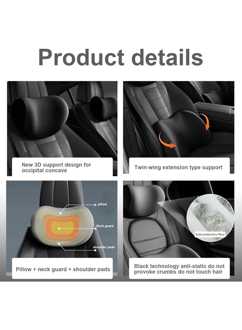 Flushrenic Car Headrest & Lumbar Support Cushion,Car Lumbar Support Pillow and Car Neck Pillow Kit with Adjustable Strap,Ergonomic Car Seat Headrest & Lumbar Cushion for Driving, Rest, Sleep - Image 5