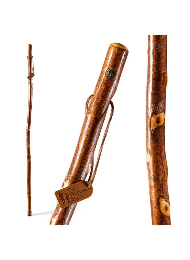 Brazos Rustic Wood Walking Stick, Hawthorn, Traditional Style Handle, for Men & Women, Made in the USA, 55" - Image 1
