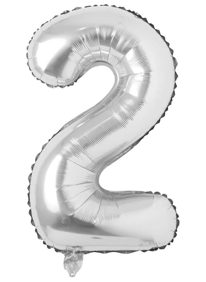 DecoLoral DECOR ME Silver colour 32 inch Number Foil Balloon (No-2)
