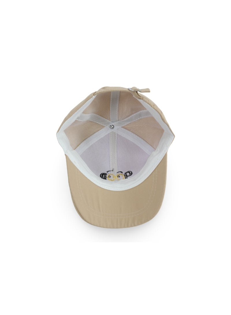 Fancy Unisex Cotton Cap –  Beige with "Good Time" Design - Image 3