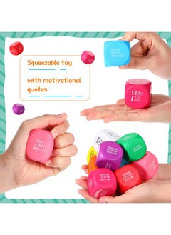 Jerify Motivational Foam Cubes Stress Ball With Quotes Square Encouraging Stress Balls Dice Shaped Foam Stress Relief Toys For Fidget Kids Adults Classroom School Supplies Learning (60 Cute Colors)  - Image 2
