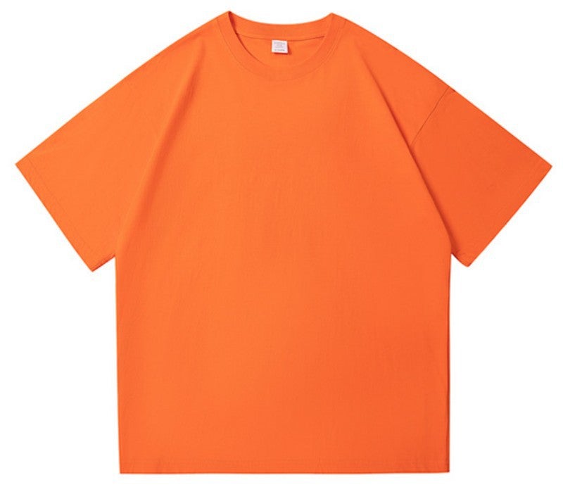300G Pure Cotton T-Shirt For Men And Women, Heavyweight, Thick, Opaque, Loose, American Style, Off-Shoulder, Large Size, Pure Color Half-Sleeved Top - Image 1