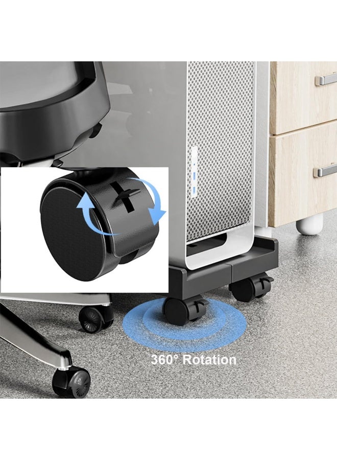 MostNow Computer Tower Stand, Adjustable Mobile CPU Stand, Ventilated PC Tower CPU Holder with Rolling Caster Wheels, Steel PC Floor Cart Riser Fits Most for Gaming Office Desk Accessories (Black) - Image 5