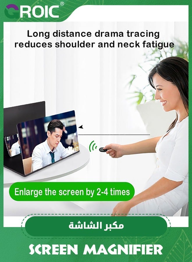 GROIC 12'' Screen Magnifier for Smartphone, 18X Mobile Phone 3D Amplifier Anti-Radiation Freely Zoom with Foldable Stand Compatible All Smartphones  - Image 4