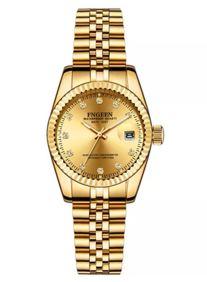 FNGEEN New Design Stainless Steel Quartz Wrist Watch For Men and Women 7008, Gold - Image 3