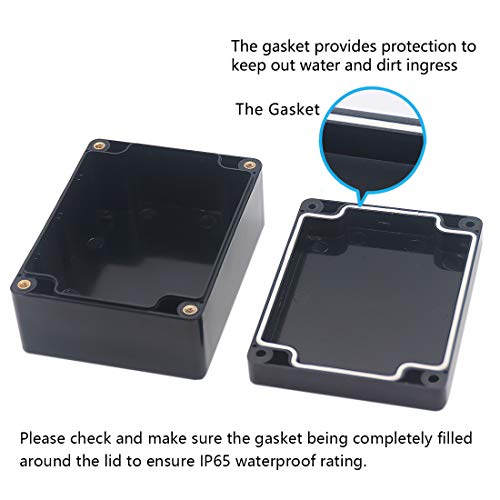 Zulkit Junction Box, Zulkit Project Box IP65 Waterproof Outdoor Box ABS Plastic Electrical Boxes Electronic Enclosure Black 4.5 x 3.5 x 2.2 inch(115 x 90 x 55 mm)(Pack of 1) - Image 4