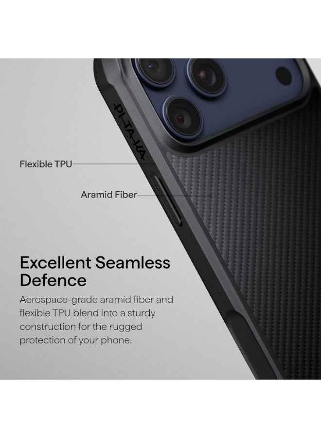 pitaka for iPhone 17 Pro Max Case 6.9", Military Grade Protective Case, Compatible with MagSafe, 600D Aramid Fiber Woven & TPU Combined, ProGuard - Black/Grey(Twill) - Image 4