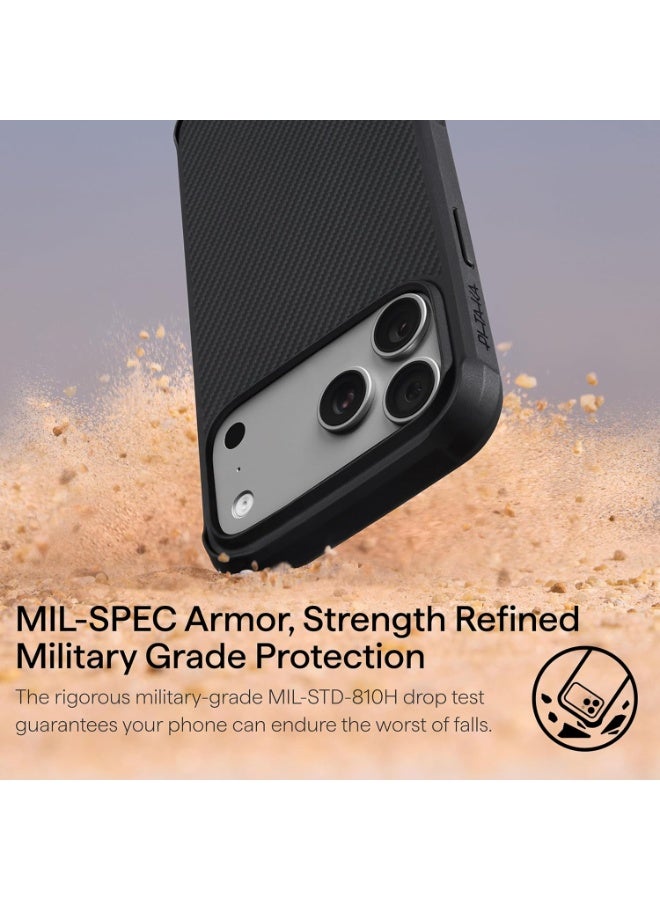 pitaka for iPhone 17 Pro Max Case 6.9", Military Grade Protective Case, Compatible with MagSafe, 600D Aramid Fiber Woven & TPU Combined, ProGuard - Black/Grey(Twill) - Image 3