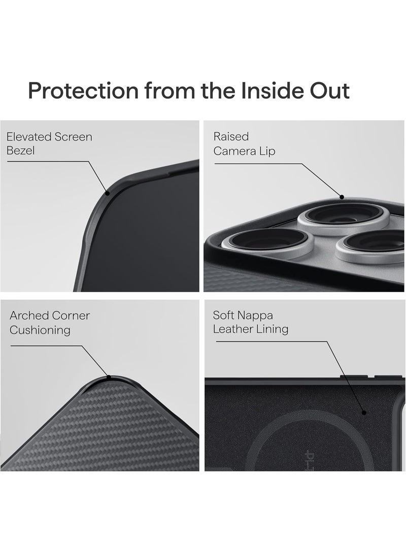 pitaka for iPhone 17 Pro Max Case 6.9", Military Grade Protective Case, Compatible with MagSafe, 600D Aramid Fiber Woven & TPU Combined, ProGuard - Black/Grey(Twill) - Image 5