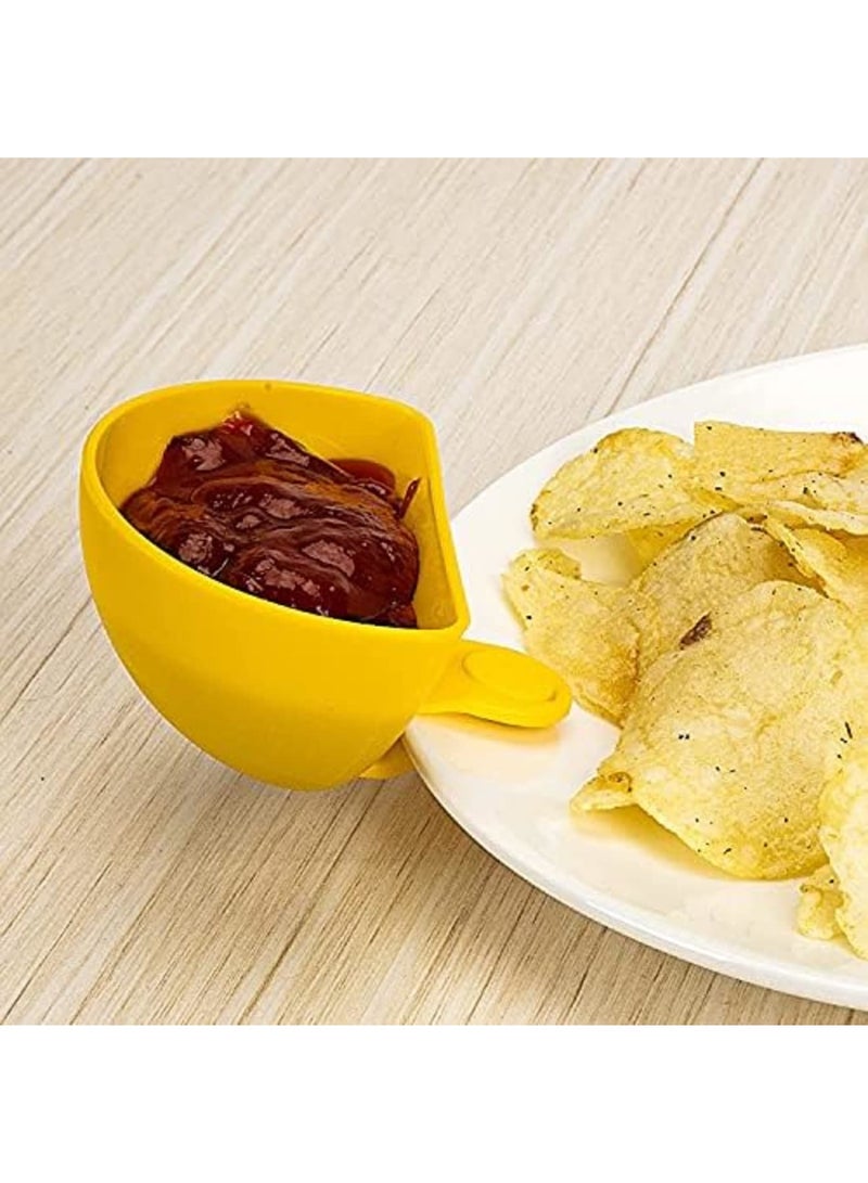 Luckam Dip Clip for Bowls Plates 4PCS Plastic Dip Clip Bowl Plate Holder Chip and Dip Serving Set Sauce Holder for Spice Tomato Sauce Salt Veggie Vinegar Ketchup Chips Random Color - Image 3