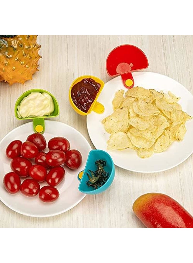 Luckam Dip Clip for Bowls Plates 4PCS Plastic Dip Clip Bowl Plate Holder Chip and Dip Serving Set Sauce Holder for Spice Tomato Sauce Salt Veggie Vinegar Ketchup Chips Random Color - Image 4
