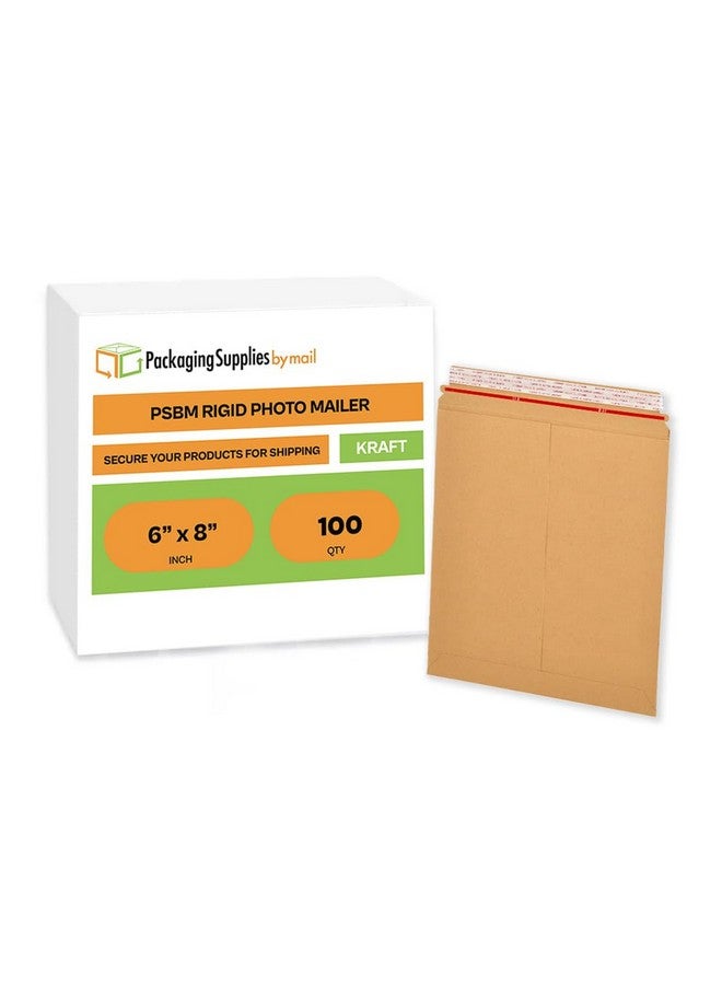 باكيدجينج سابلايز باي ميل Psbm بريدية صلبة مقاس 6 × 8 بوصة 100 حزمة من أظرف الشحن من الورق المقوى البني كرافت للصور والمستندات ذات الختم الذاتي - Image 1