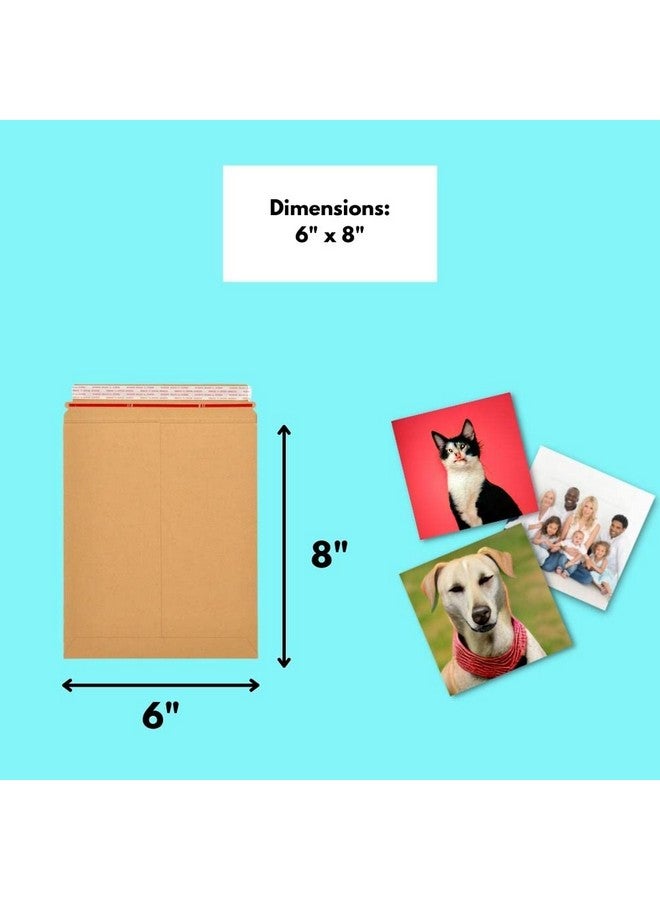 باكيدجينج سابلايز باي ميل Psbm بريدية صلبة مقاس 6 × 8 بوصة 100 حزمة من أظرف الشحن من الورق المقوى البني كرافت للصور والمستندات ذات الختم الذاتي - Image 4