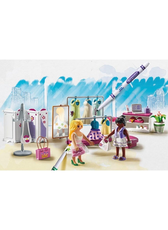 بلاي موبيل بلايموبيل Color 71372 بوتيك الأزياء – تصميم إبداعي لأساليب الملابس المختلفة مع أقلام قابلة للذوبان بالماء، إسفنجة، والعديد من الإكسسوارات | لعبة فنية للأطفال من عمر 5 سنوات فأكثر | موديل 71372 - Image 3