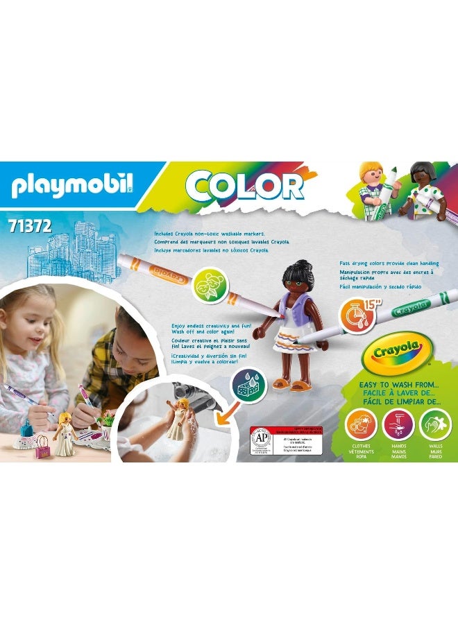 بلاي موبيل بلايموبيل Color 71372 بوتيك الأزياء – تصميم إبداعي لأساليب الملابس المختلفة مع أقلام قابلة للذوبان بالماء، إسفنجة، والعديد من الإكسسوارات | لعبة فنية للأطفال من عمر 5 سنوات فأكثر | موديل 71372 - Image 5