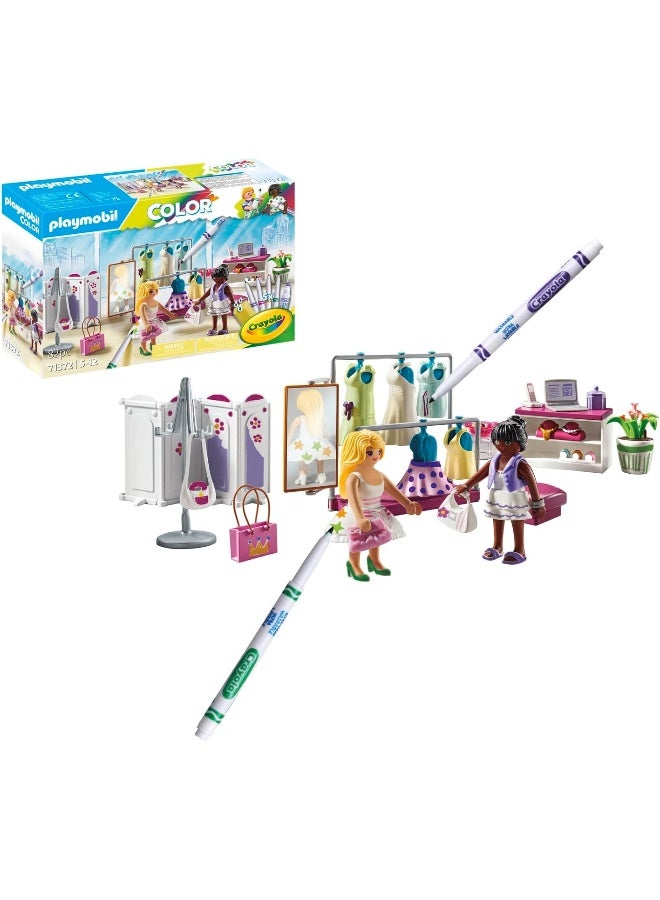 بلاي موبيل بلايموبيل Color 71372 بوتيك الأزياء – تصميم إبداعي لأساليب الملابس المختلفة مع أقلام قابلة للذوبان بالماء، إسفنجة، والعديد من الإكسسوارات | لعبة فنية للأطفال من عمر 5 سنوات فأكثر | موديل 71372 - Image 1